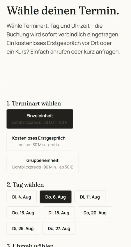 Terminbuchung von farbgatscherei.at am Handy